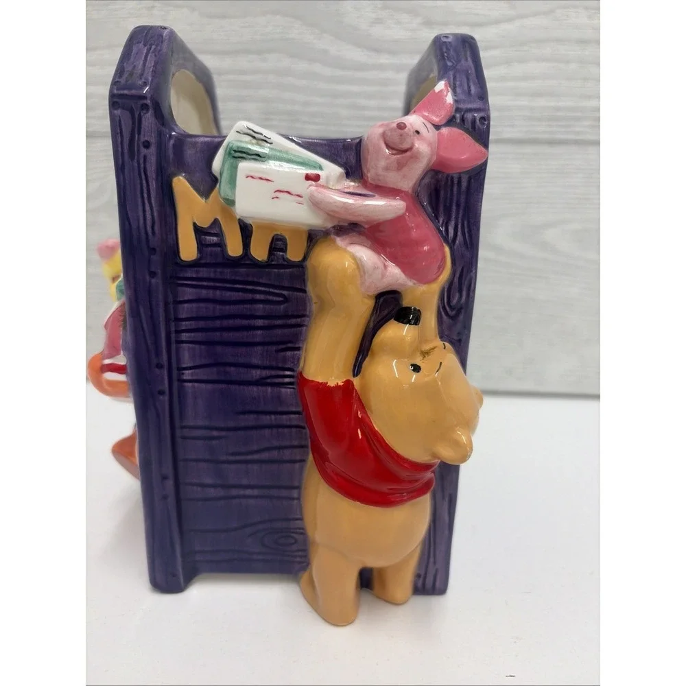 Disney Winnie the Pooh Tigger Piglet Ceramic Mailbox Planter Vase FTD 7inch
